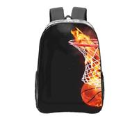 YXDVPALNE Balón de baloncesto deportivo con llamas,Mochila informal de 16 pulgadas, transparente, resistente al agua, para la escuela