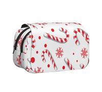 YXDVPALNE Bastón de Caramelo Rojo navideño Estuche para lápices portátil con Doble Concha y Cremallera