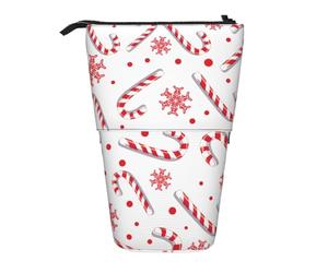 YXDVPALNE Bastón de Caramelo Rojo navideño,Estuche telescópico para lápices, Soporte para lápices con Cremallera.