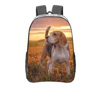 YXDVPALNE Beagle Lawn Perros en un paseo Mascotas Perros Atardecer,Mochila informal de 16 pulgadas, transparente, resistente al agua, para la escuela