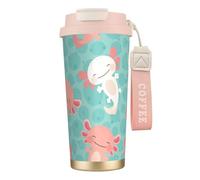 YXDVPALNE Bebé ajolote lindo kawaii,Taza de café de acero inoxidable 316 con cordón, vaso térmico de viaje para coche, 500 ml