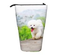 YXDVPALNE Bichon Frise Park Mascotas Perros Bichon Frise Perros,Estuche telescópico para lápices, Soporte para lápices con Cremallera.