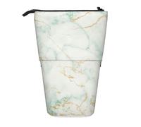 YXDVPALNE Blanco Menta Verde Mármol Dorado Gris Glamour,Estuche telescópico para lápices, Soporte para lápices con Cremallera.