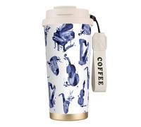 YXDVPALNE Blues Saxofón Piano Violonchelo Bajo,Taza de café de acero inoxidable 316 con cordón, vaso térmico de viaje para coche, 500 ml