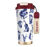 YXDVPALNE Blues Saxofón Piano Violonchelo Bajo,Taza de café de acero inoxidable 316 con cordón, vaso térmico de viaje para coche, 500 ml