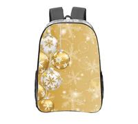 YXDVPALNE Bola de Navidad dorada con copos de nieve,Mochila informal de 16 pulgadas, transparente, resistente al agua, para la escuela