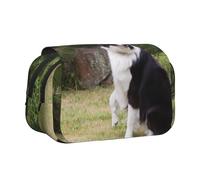 YXDVPALNE Border Collie, Perro Malo Estuche para lápices portátil con Doble Concha y Cremallera