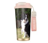 YXDVPALNE Border Collie, perro malo,Taza de café de acero inoxidable 316 con cordón, vaso térmico de viaje para coche, 500 ml