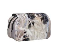 YXDVPALNE Border Collie Perros Negros Blancos como la Nieve en Invierno Estuche para lápices portátil con Doble Concha y Cremallera