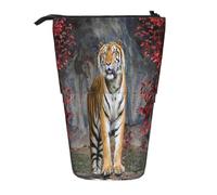 YXDVPALNE Bosques Tigre Animal,Estuche telescópico para lápices, Soporte para lápices con Cremallera.
