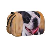YXDVPALNE Boston Terrier Bokeh Perros Mascotas Boston Terrier Estuche para lápices portátil con Doble Concha y Cremallera