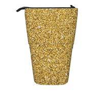 YXDVPALNE Brillo Dorado sin Costuras,Estuche telescópico para lápices, Soporte para lápices con Cremallera.