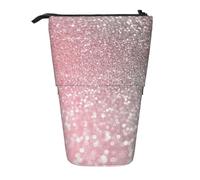 YXDVPALNE Brillo Rosa Dorado, Brillo Rosa, Brillo de Moda de Lujo,Estuche telescópico para lápices, Soporte para lápices con Cremallera.