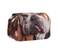 YXDVPALNE Bulldogs ingleses Bozal Mascotas Perros durmiendo Estuche para lápices portátil con Doble Concha y Cremallera