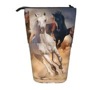 YXDVPALNE Caballo Salvaje Corriendo contra una tormenta de Arena,Estuche telescópico para lápices, Soporte para lápices con Cremallera.