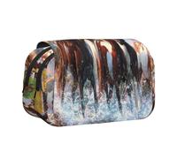 YXDVPALNE Caballos de los Indios nativos Americanos Estuche para lápices portátil con Doble Concha y Cremallera