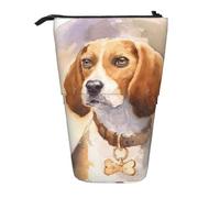 YXDVPALNE Cabeza de Beagle en Acuarela,Estuche telescópico para lápices, Soporte para lápices con Cremallera.