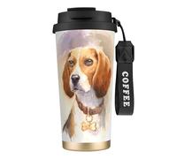 YXDVPALNE Cabeza de beagle en acuarela,Taza de café de acero inoxidable 316 con cordón, vaso térmico de viaje para coche, 500 ml