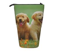 YXDVPALNE Cachorro de Perro Golden Retriever,Estuche telescópico para lápices, Soporte para lápices con Cremallera.