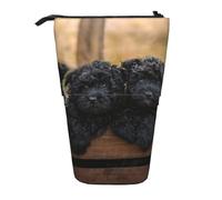 YXDVPALNE Cachorros de la Familia Affenpinscher Perros Negros Mono,Estuche telescópico para lápices, Soporte para lápices con Cremallera.