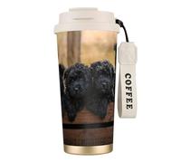 YXDVPALNE Cachorros de la familia Affenpinscher Perros negros Mono,Taza de café de acero inoxidable 316 con cordón, vaso térmico de viaje para coche, 500 ml