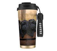 YXDVPALNE Cachorros de la familia Affenpinscher Perros negros Mono,Taza de café de acero inoxidable 316 con cordón, vaso térmico de viaje para coche, 500 ml