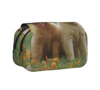 YXDVPALNE Cachorros de Labrador Retriever Amarillo Estuche para lápices portátil con Doble Concha y Cremallera