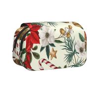 YXDVPALNE Campana navideña Floral de Pascua Estuche para lápices portátil con Doble Concha y Cremallera