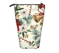 YXDVPALNE Campana navideña Floral de Pascua,Estuche telescópico para lápices, Soporte para lápices con Cremallera.