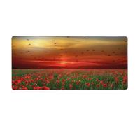 YXDVPALNE Campo de Amapolas Rojas al Atardecer Impreso,Alfombrilla de ratón Grande para Escritorio, Alfombrilla para Teclado de Ordenador 40 x 90 cm.