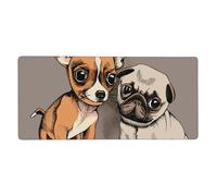 YXDVPALNE Chihuahua Bulldog Lindo Perro Pug Mascota Animal Amigos Cachorro Beige,Alfombrilla de ratón Grande para Escritorio, Alfombrilla para Teclado de Ordenador 40 x 90 cm.