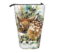 YXDVPALNE Ciervos de Vida Silvestre en Acuarela,Estuche telescópico para lápices, Soporte para lápices con Cremallera.