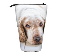 YXDVPALNE Cocker Spaniel Spaniel Marrón Perros Tristes Perros Mascotas,Estuche telescópico para lápices, Soporte para lápices con Cremallera.