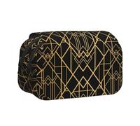 YXDVPALNE Colores Dorado y Negro Estuche para lápices portátil con Doble Concha y Cremallera