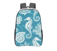 YXDVPALNE Conchas marinas Caballito de mar Coral,Mochila informal de 16 pulgadas, transparente, resistente al agua, para la escuela