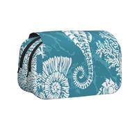 YXDVPALNE Conchas Marinas, Caballito de mar y Coral Estuche para lápices portátil con Doble Concha y Cremallera