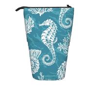 YXDVPALNE Conchas Marinas, Caballito de mar y Coral,Estuche telescópico para lápices, Soporte para lápices con Cremallera.