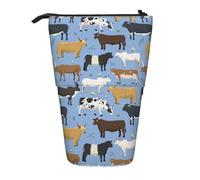 YXDVPALNE Conjunto de toros y Vacas, Animales de Granja, Ganado, mamíferos,Estuche telescópico para lápices, Soporte para lápices con Cremallera.