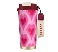 YXDVPALNE Corazones dibujados a mano en estilo étnico,Taza de café de acero inoxidable 316 con cordón, vaso térmico de viaje para coche, 500 ml