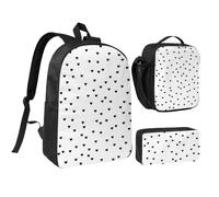 YXDVPALNE Corazones negros aislados,Mochila para estudiantes, bolsa de almuerzo y estuche de lápices (3 piezas)