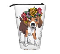 YXDVPALNE Corona Floral para la Cabeza de Cachorro Beagle,Estuche telescópico para lápices, Soporte para lápices con Cremallera.