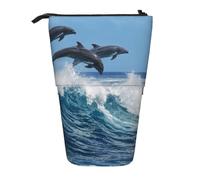 YXDVPALNE Delfín mular común,Estuche telescópico para lápices, Soporte para lápices con Cremallera.