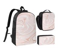 YXDVPALNE Delicado mármol rosa con imitación de oro rosa.,Mochila para estudiantes, bolsa de almuerzo y estuche de lápices (3 piezas)