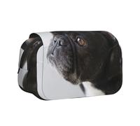YXDVPALNE Dulce Mascota, Lindo Cachorro de Bulldog francés Negro Estuche para lápices portátil con Doble Concha y Cremallera