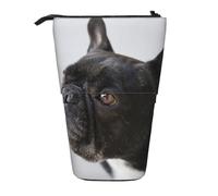 YXDVPALNE Dulce Mascota, Lindo Cachorro de Bulldog francés Negro,Estuche telescópico para lápices, Soporte para lápices con Cremallera.