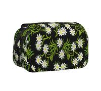 YXDVPALNE Edelweiss Alpino Suizo Floral Estuche para lápices portátil con Doble Concha y Cremallera
