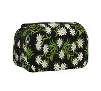 YXDVPALNE Edelweiss Alpino Suizo Floral Estuche para lápices portátil con Doble Concha y Cremallera
