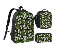 YXDVPALNE Edelweiss alpino suizo floral,Mochila para estudiantes, bolsa de almuerzo y estuche de lápices (3 piezas)