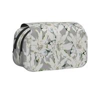 YXDVPALNE Edelweiss Moderna, Flores Alpinas suizas Estuche para lápices portátil con Doble Concha y Cremallera