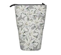 YXDVPALNE Edelweiss Moderna, Flores Alpinas suizas,Estuche telescópico para lápices, Soporte para lápices con Cremallera.